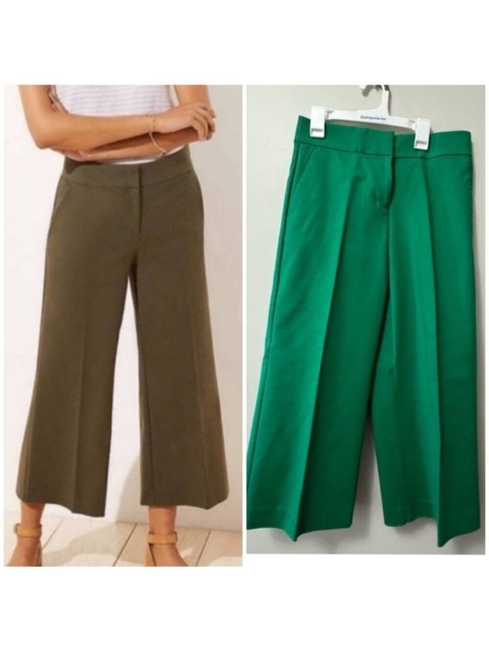 LOFT Riviera Emerald wide leg pants 2P